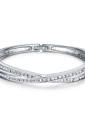 Sterling Silver Plated Women's Fashion Bracelet with 1.40 CT. TW Stones, 7.5 Inch