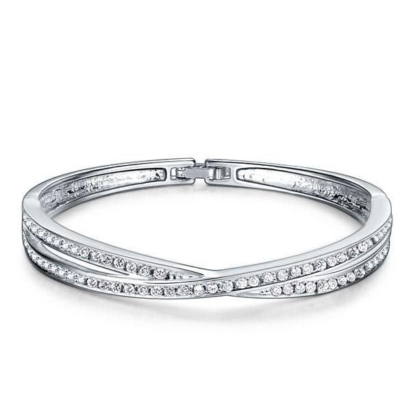 Sterling Silver Plated Women's Fashion Bracelet with 1.40 CT. TW Stones, 7.5 Inch