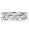 Triple Row Baguette Half Eternity Wedding Band in Sterling Silver