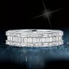 Triple Row Baguette Half Eternity Wedding Band in Sterling Silver