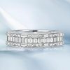 Triple Row Baguette Half Eternity Wedding Band in Sterling Silver