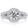 Sterling Silver Halo Split Shank Engagement Ring for Women with 2.64 CT. TW. Stones