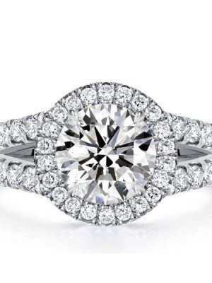 Sterling Silver Halo Split Shank Engagement Ring for Women with 2.64 CT. TW. Stones