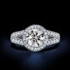 Sterling Silver Halo Split Shank Engagement Ring for Women with 2.64 CT. TW. Stones