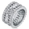 Triple Row Marquise Cut CZ Eternity Wedding Band - Sterling Silver