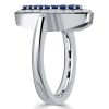 Sterling Silver White and Blue Sapphire Horseshoe Ring for Women | 0.85 CTW