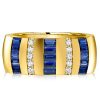 Baguette Created Blue Sapphire Wedding Band - 18K Gold Plated Sterling Silver