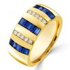 Baguette Created Blue Sapphire Wedding Band - 18K Gold Plated Sterling Silver
