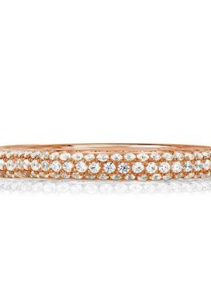 18K Rose Gold Plated Sterling Silver Micro Pave White Sapphire Classic Wedding Band