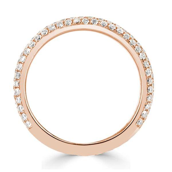 18K Rose Gold Plated Sterling Silver Micro Pave White Sapphire Classic Wedding Band