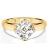 East West Asscher Cut White Sapphire Engagement Ring - Sterling Silver