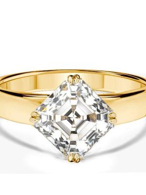 East West Asscher Cut White Sapphire Engagement Ring - Sterling Silver