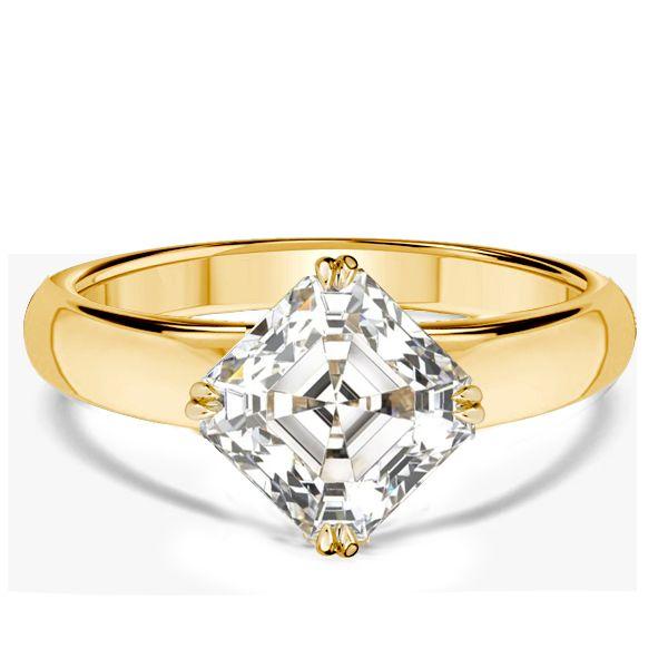 East West Asscher Cut White Sapphire Engagement Ring - Sterling Silver