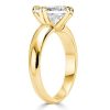 East West Asscher Cut White Sapphire Engagement Ring - Sterling Silver