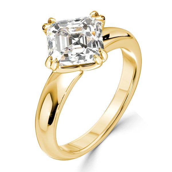 East West Asscher Cut White Sapphire Engagement Ring - Sterling Silver