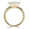 East West Asscher Cut White Sapphire Engagement Ring - Sterling Silver