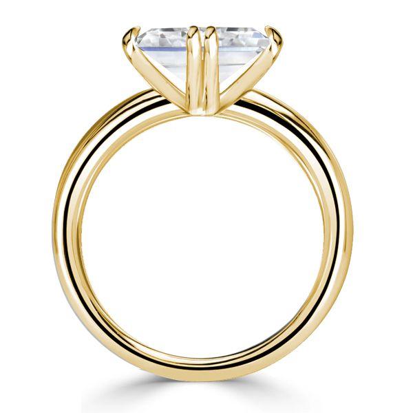 East West Asscher Cut White Sapphire Engagement Ring - Sterling Silver