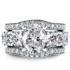 Oval White Sapphire 3PC Wedding Set - Sterling Silver Bridal Ring Set