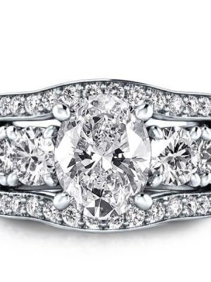 Oval White Sapphire 3PC Wedding Set - Sterling Silver Bridal Ring Set