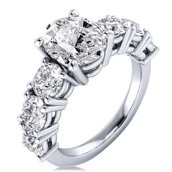 Oval White Sapphire 3PC Wedding Set - Sterling Silver Bridal Ring Set
