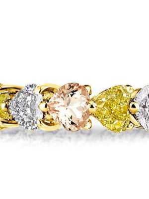 Colored Heart Cut Cubic Zirconia Eternity Wedding Band in 18K Gold Plated Sterling Silver