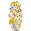 Colored Heart Cut Cubic Zirconia Eternity Wedding Band in 18K Gold Plated Sterling Silver