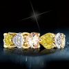 Colored Heart Cut Cubic Zirconia Eternity Wedding Band in 18K Gold Plated Sterling Silver