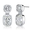 Cushion Cut Drop Earrings for Women, Sterling Silver Bezel Setting