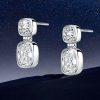 Cushion Cut Drop Earrings for Women, Sterling Silver Bezel Setting