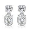 Cushion Cut Drop Earrings for Women, Sterling Silver Bezel Setting