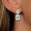 Cushion Cut Drop Earrings for Women, Sterling Silver Bezel Setting
