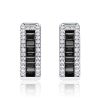 Sterling Silver Black Baguette & Round CZ Triple Row Hoop Earrings