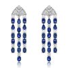Vintage Style Created Blue Sapphire Drop Earrings for Women in Sterling Silver