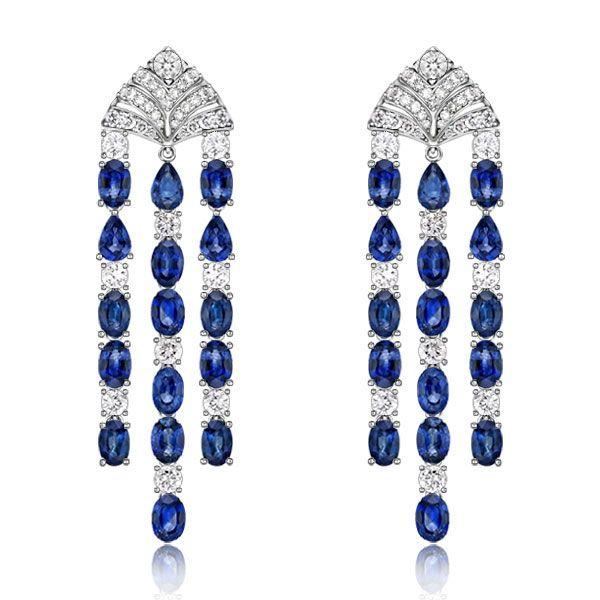Vintage Style Created Blue Sapphire Drop Earrings for Women in Sterling Silver