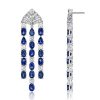 Vintage Style Created Blue Sapphire Drop Earrings for Women in Sterling Silver