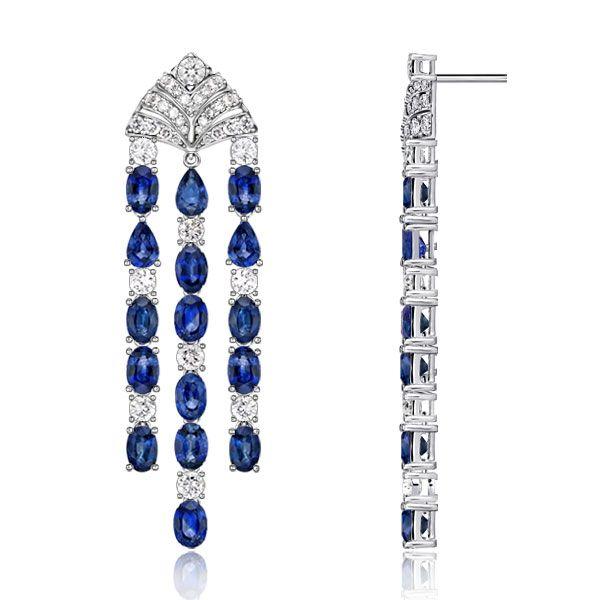 Vintage Style Created Blue Sapphire Drop Earrings for Women in Sterling Silver