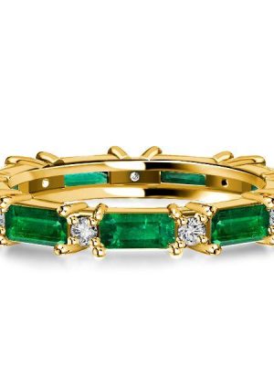 Golden Emerald Green Eternity Band - 18K Gold Plated Stackable Ring
