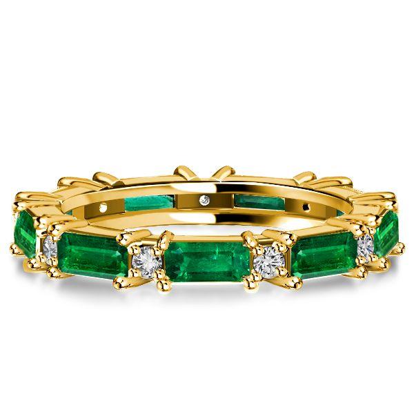 Golden Emerald Green Eternity Band - 18K Gold Plated Stackable Ring