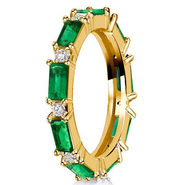 Golden Emerald Green Eternity Band - 18K Gold Plated Stackable Ring