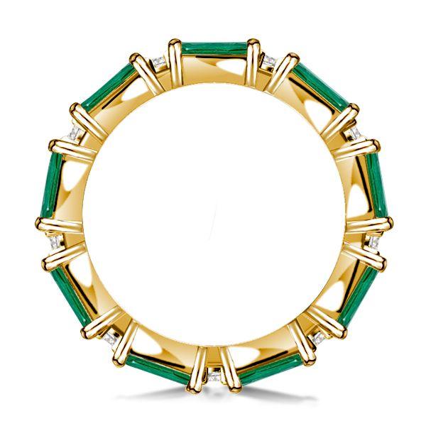 Golden Emerald Green Eternity Band - 18K Gold Plated Stackable Ring