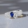 Toi Et Moi Pear Cut White and Blue Sapphire Ring in Rhodium-Plated 925 Sterling Silver for Women