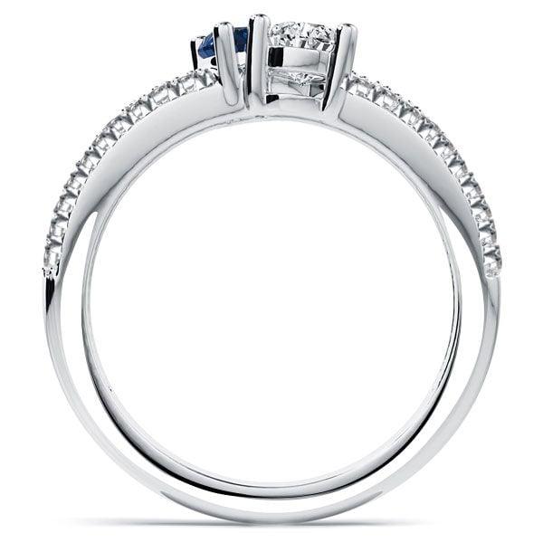Toi Et Moi Pear Cut White and Blue Sapphire Ring in Rhodium-Plated 925 Sterling Silver for Women