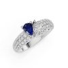 Toi Et Moi Pear Cut White and Blue Sapphire Ring in Rhodium-Plated 925 Sterling Silver for Women