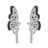 Black and White Butterfly Chandelier Earrings - Sterling Silver Bridal Earrings