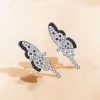 Black and White Butterfly Chandelier Earrings - Sterling Silver Bridal Earrings