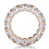 Rose Gold Eternity Wedding Band - Double Prong Created White Sapphire, Sterling Silver