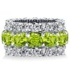 Peridot Cushion Cut Eternity Band - Sterling Silver Wedding Ring for Women