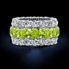Peridot Cushion Cut Eternity Band - Sterling Silver Wedding Ring for Women