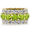 Peridot Cushion Cut Eternity Band - Sterling Silver Wedding Ring for Women