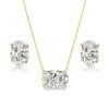18K Gold Plated Sterling Silver Oval Pendant Necklace & Stud Earrings Set - Choose Your Length